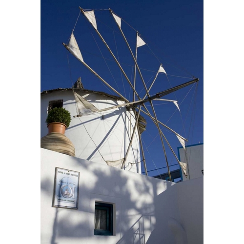 Greece, Santorini Windmill against blue sky